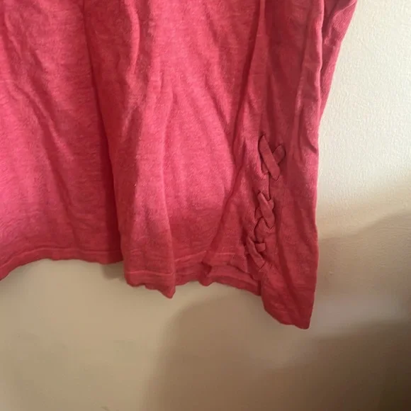 J Jill sweater xl lace up 100 % cotton pink top - Picture 2 of 5